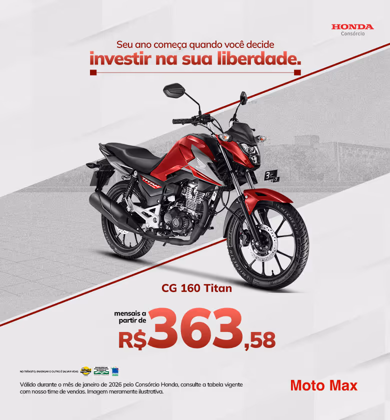 Banner Janeiro 2026 Moto Max Consórcio Honda CG 160 Titan