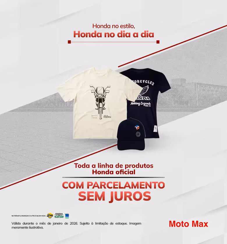 Banner Janeiro 2026 Moto Max Honda Loja de Produtos Oficiais