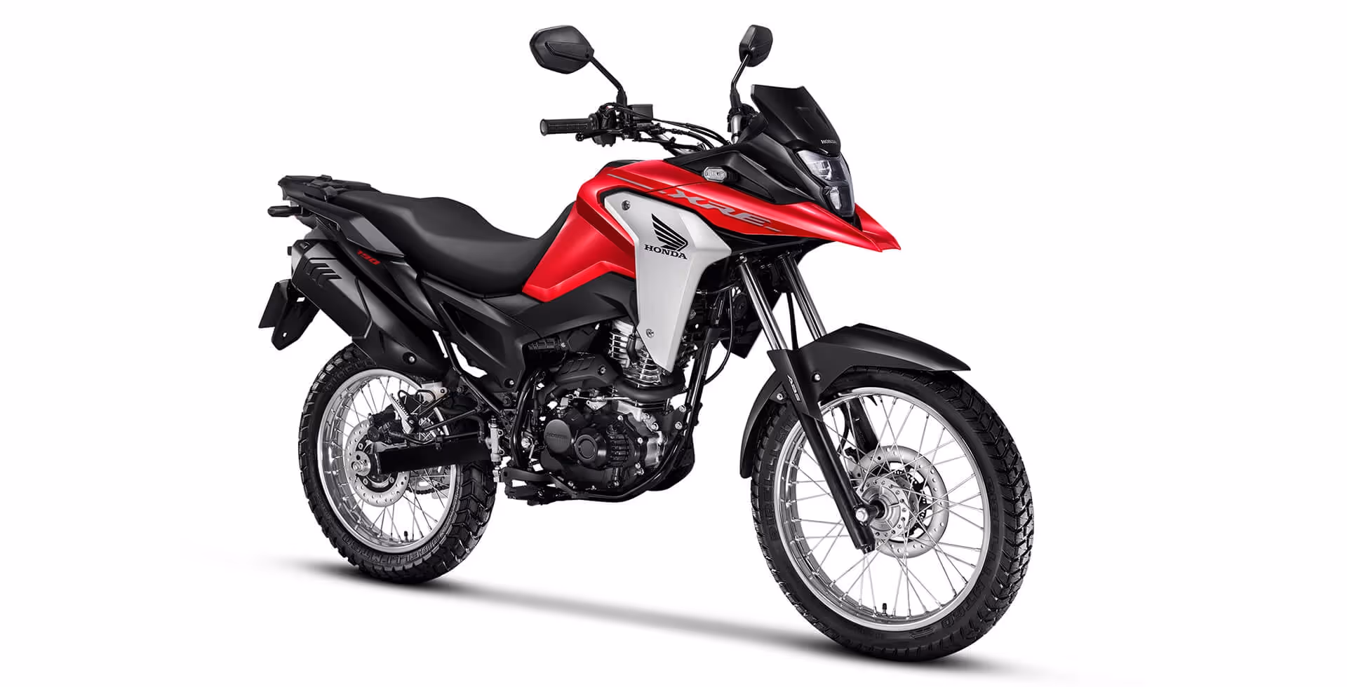 XRE 190 vista lateral dianteira direita na cor vermelha